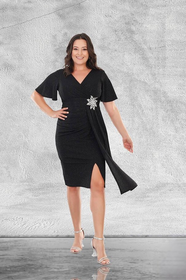 FLORAL MOTIF STONE DETAIL EVENING DRESS