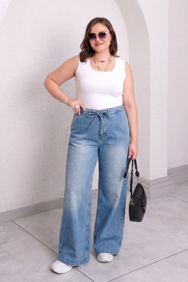 FLOWY WIDE LEG JEAN PANTS