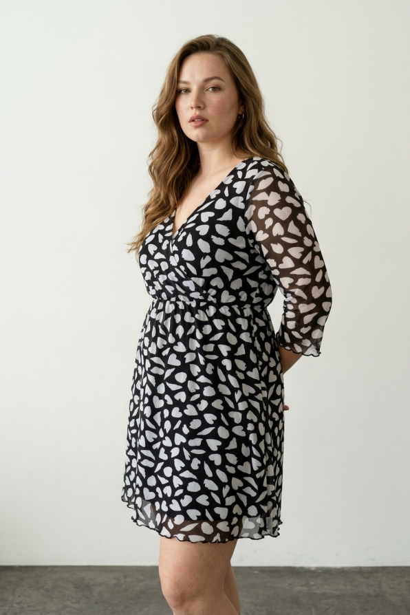 HEART PRINT TULLE DRESS