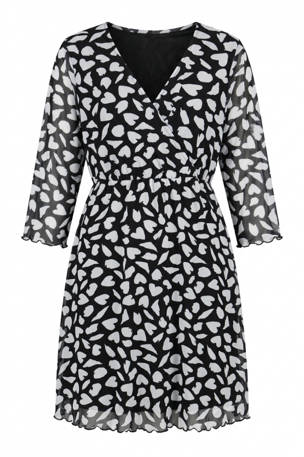 HEART PRINT TULLE DRESS