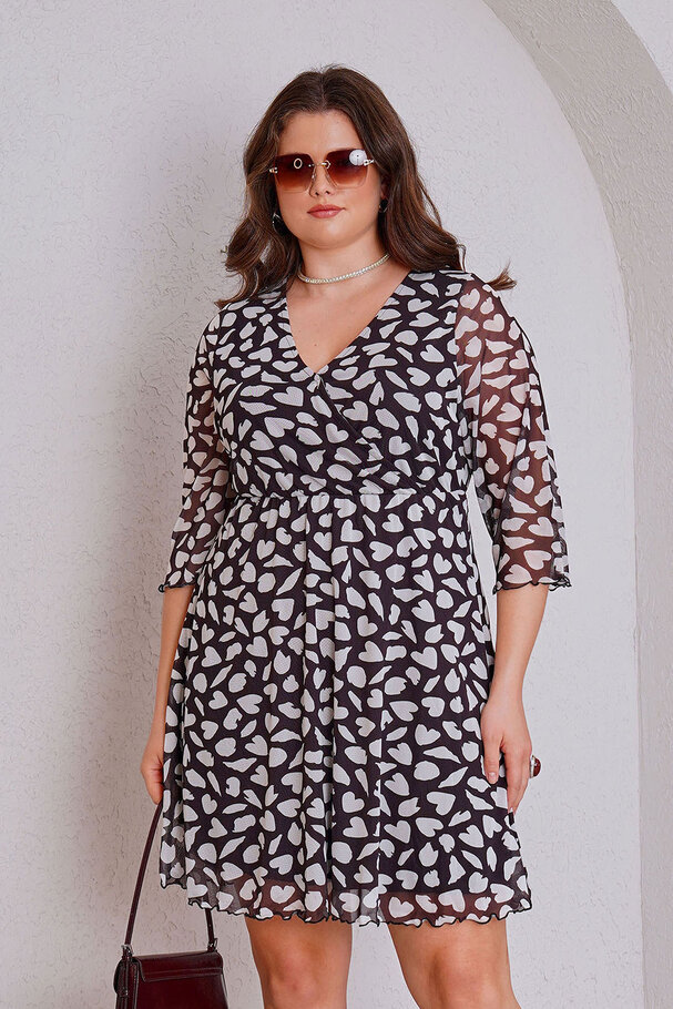 HEART PRINT TULLE DRESS