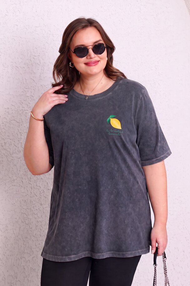 LEMON PRINT WASHED COTTON T-SHIRT