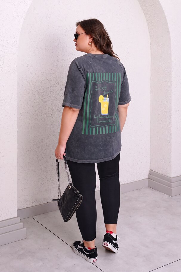 LEMON PRINT WASHED COTTON T-SHIRT