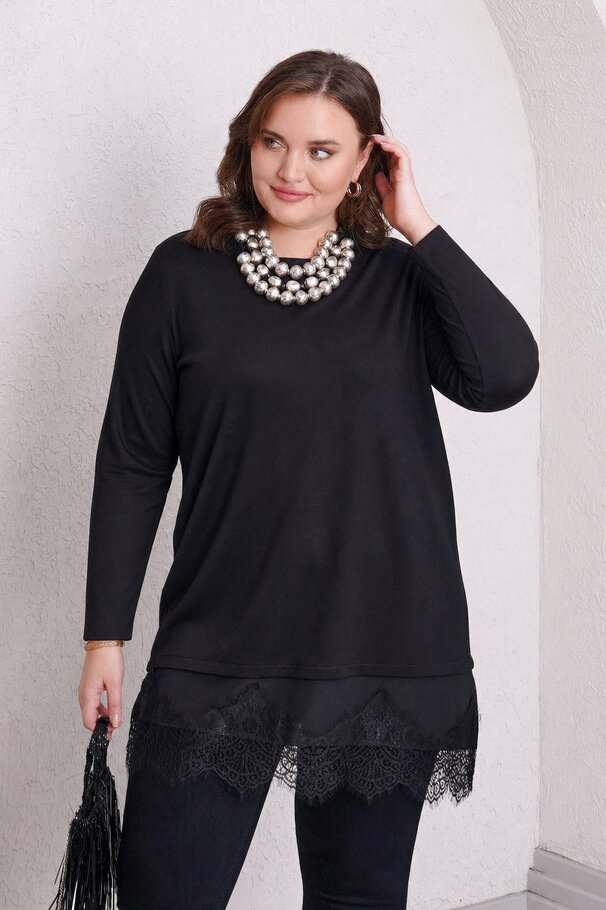 LONG SLEEVE LACE DETAIL T-SHIRT