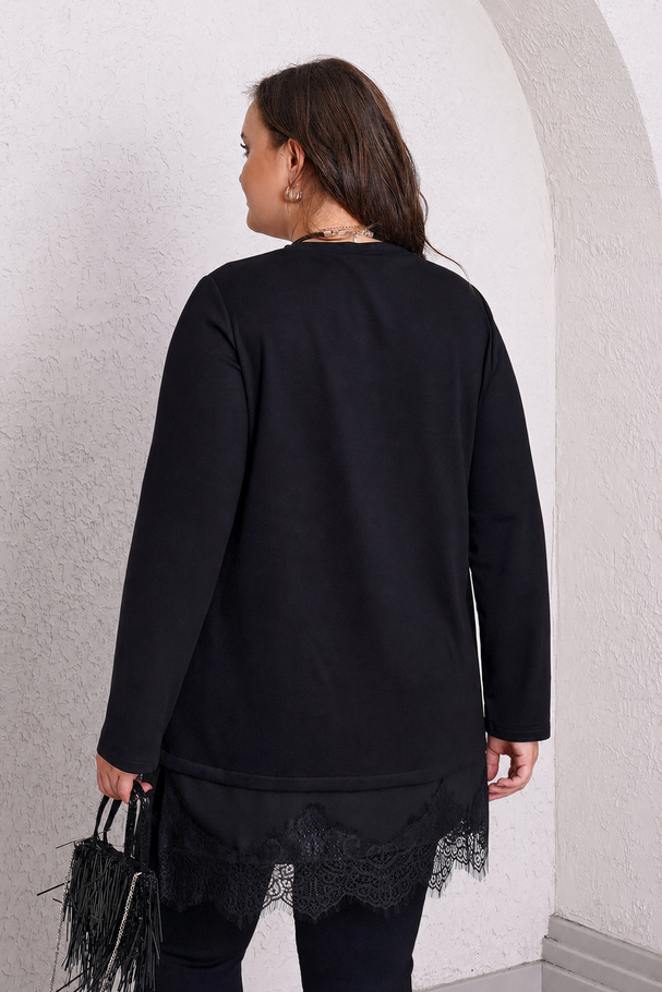 LONG SLEEVE LACE DETAIL T-SHIRT