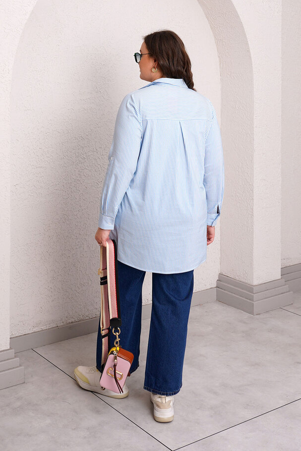 NEON DETAIL STRIPED COTTON SHIRT