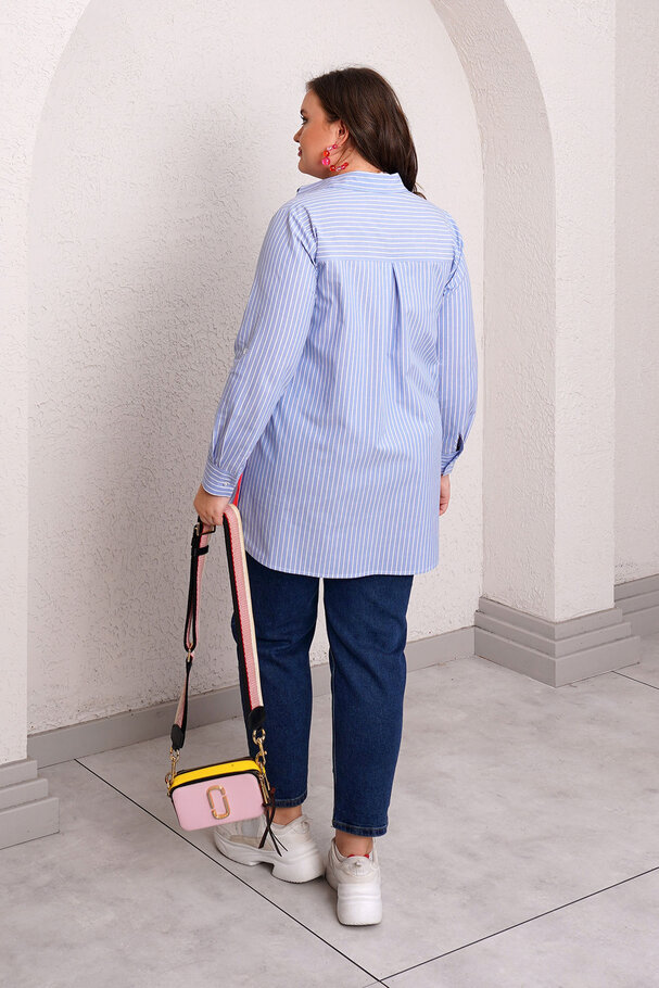 NEON DETAIL STRIPED COTTON SHIRT