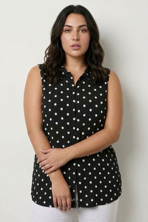POLKA DOT SLEEVELESS SHIRT