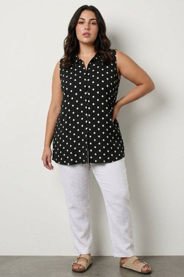 POLKA DOT SLEEVELESS SHIRT