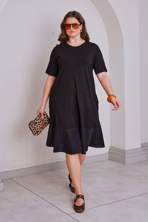 POPLIN DETAIL MODAL T-SHIRT DRESS