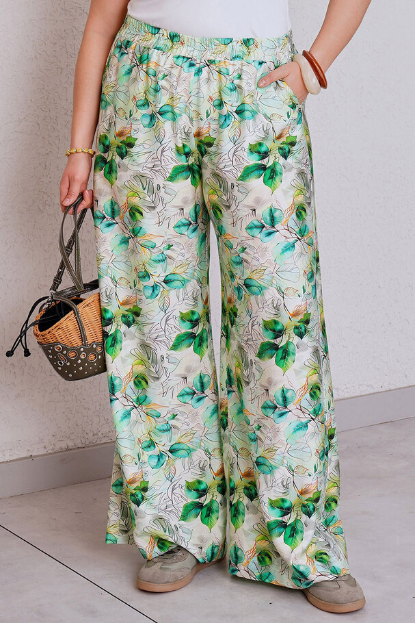 PRINTED LINEN-TEXTURED PANTS