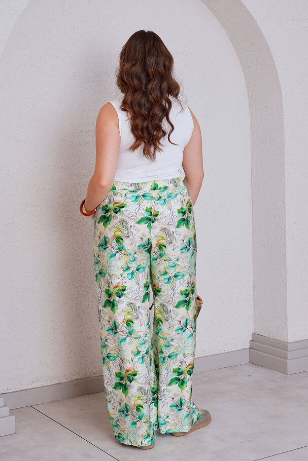 PRINTED LINEN-TEXTURED PANTS