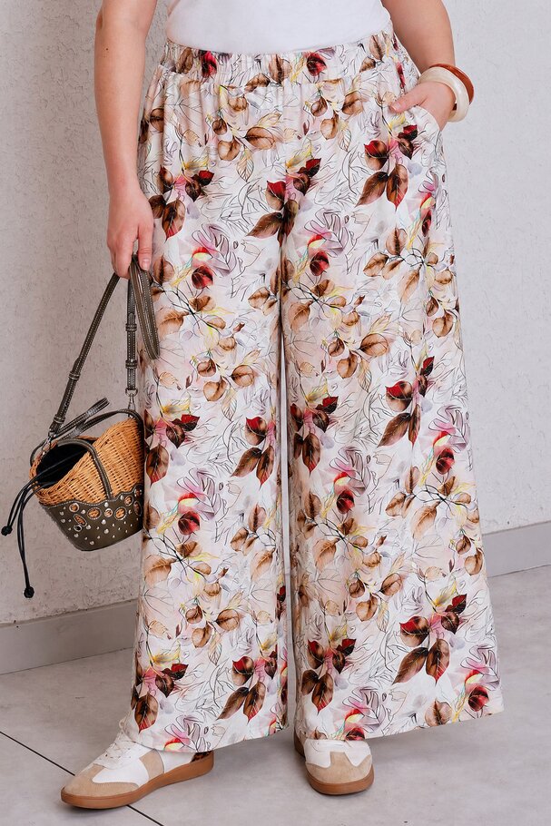 PRINTED LINEN-TEXTURED PANTS