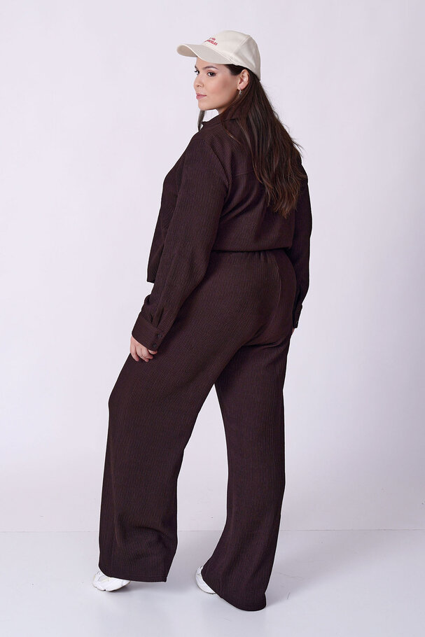 RIBBED TEXTURED STRETCH SHIRT TROUSER SET