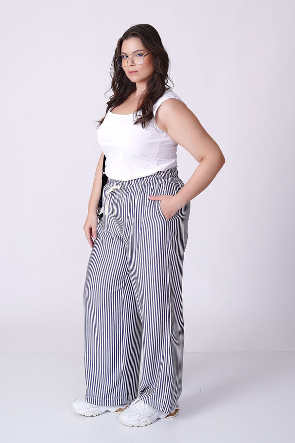 SOFT TOUCH STRIPED VISCOSE TROUSERS
