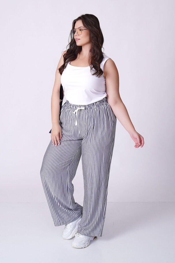 SOFT TOUCH STRIPED VISCOSE TROUSERS