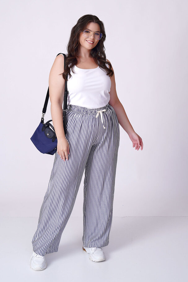 SOFT TOUCH STRIPED VISCOSE TROUSERS