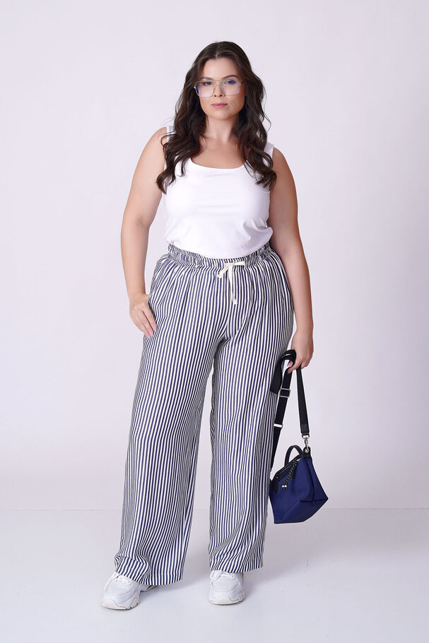 SOFT TOUCH STRIPED VISCOSE TROUSERS