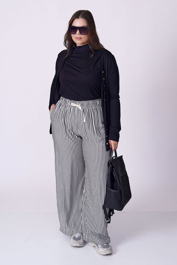 SOFT TOUCH STRIPED VISCOSE TROUSERS