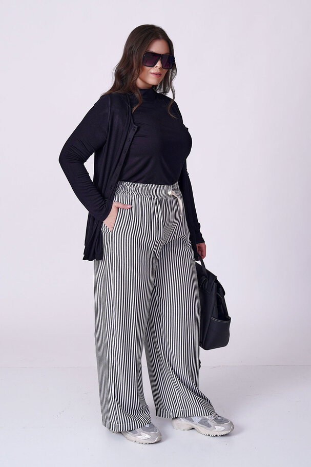 SOFT TOUCH STRIPED VISCOSE TROUSERS