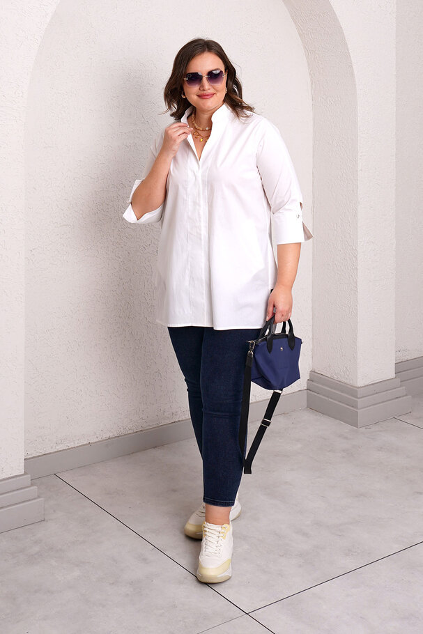 STAND COLLAR POPLIN SHIRT