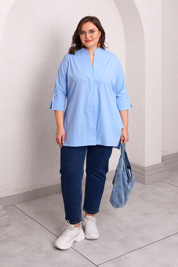 STAND COLLAR POPLIN SHIRT