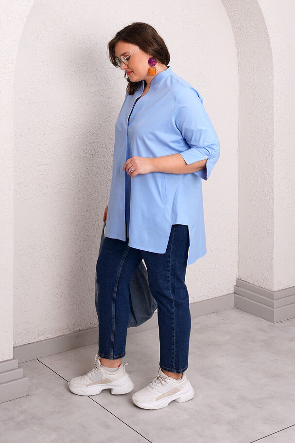 STAND COLLAR POPLIN SHIRT