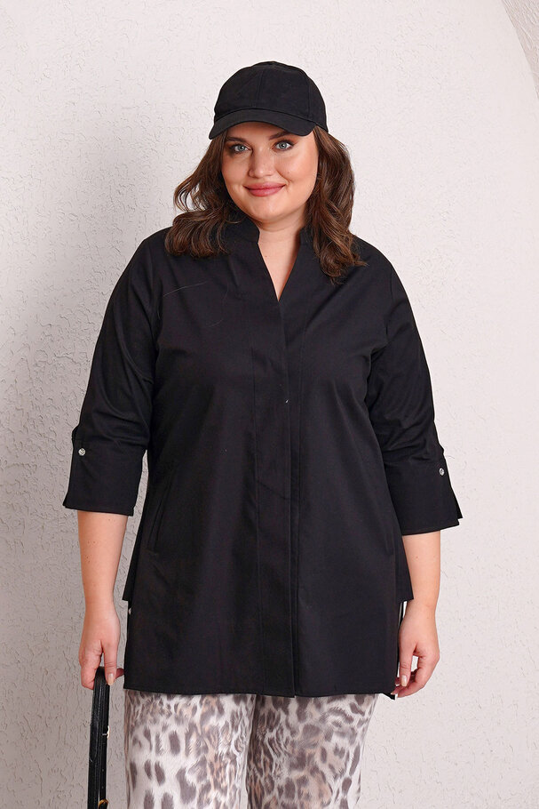 STAND COLLAR POPLIN SHIRT