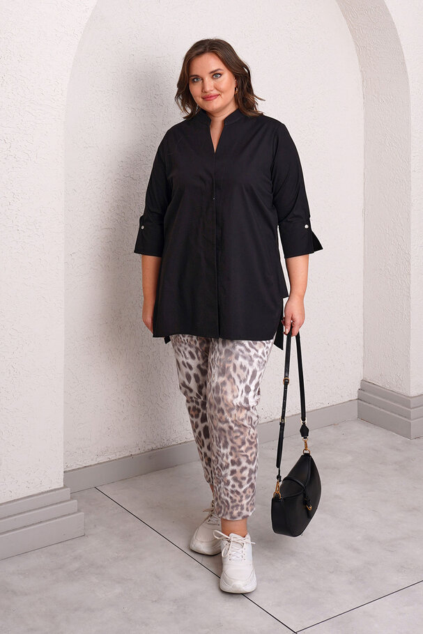 STAND COLLAR POPLIN SHIRT