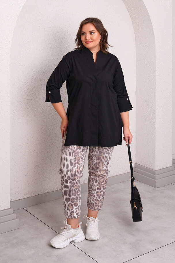 STAND COLLAR POPLIN SHIRT