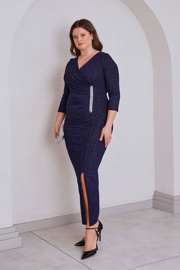 STONE ACCESSORY LONG EVENING DRESS