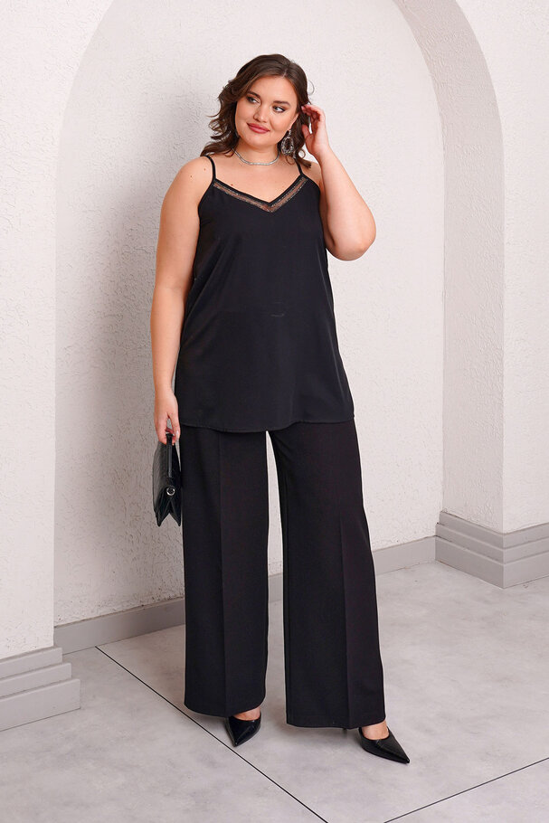 STONE TRIM TULLE DETAIL CAMISOLE BLOUSE