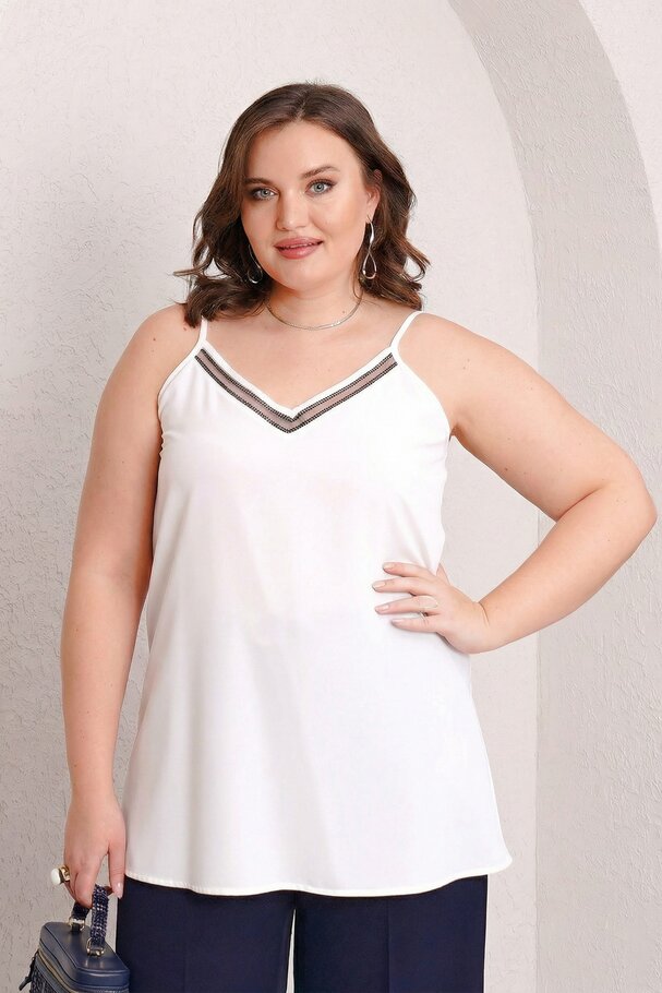 STONE TRIM TULLE DETAIL CAMISOLE BLOUSE