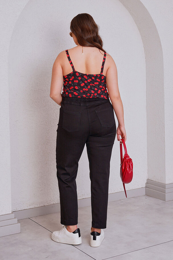 STRETCH ELASTIC WAIST MOM JEAN +54