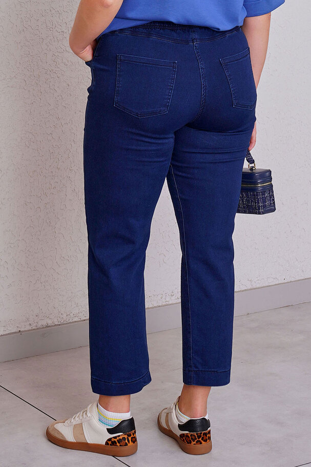 STRETCH ELASTIC WAIST RHINESTONE MOM JEAN