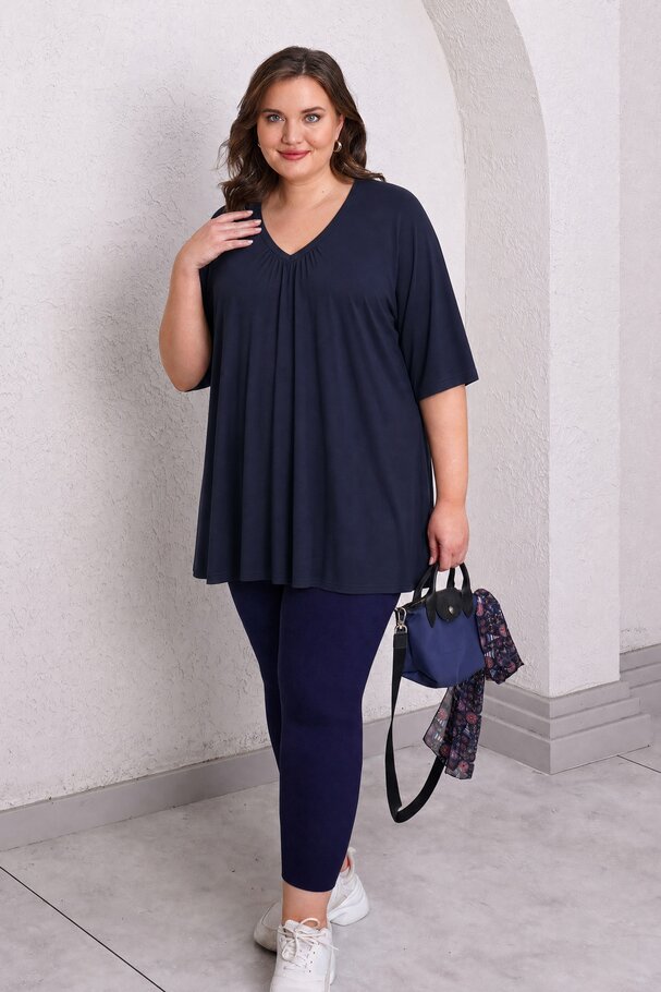 V-NECK GATHERED BASIC T-SHIRT