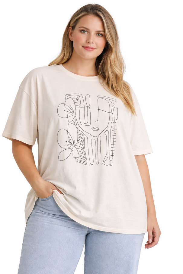 VISCOSE EMBROIDERED T-SHIRT
