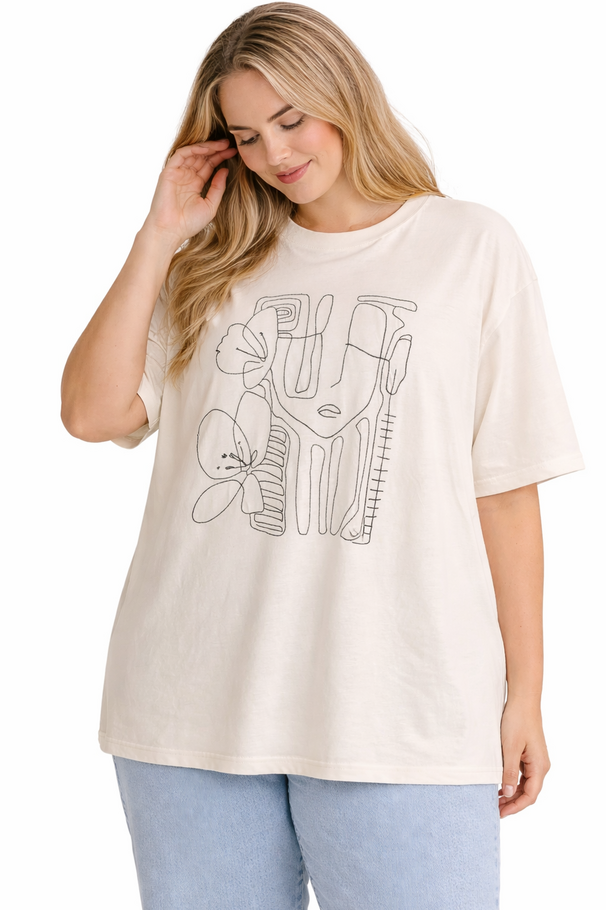 VISCOSE EMBROIDERED T-SHIRT