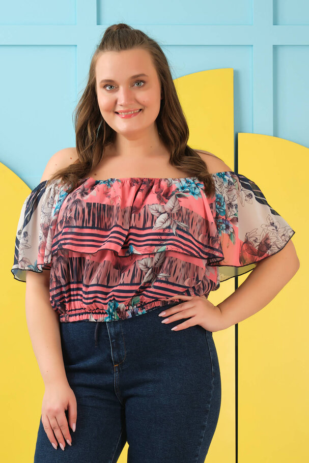 PRINTED CHIFFON CROP TOP