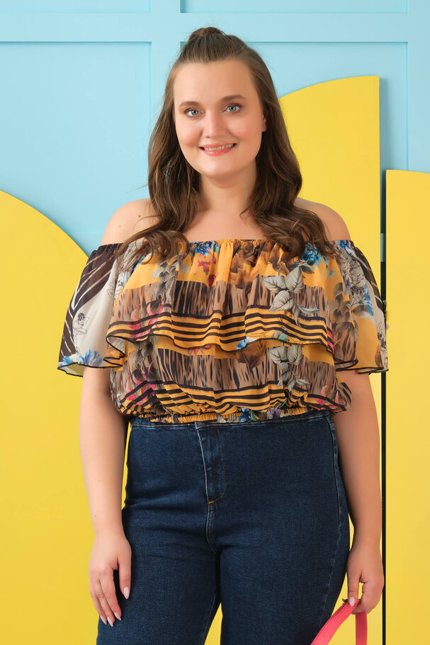PRINTED CHIFFON CROP TOP