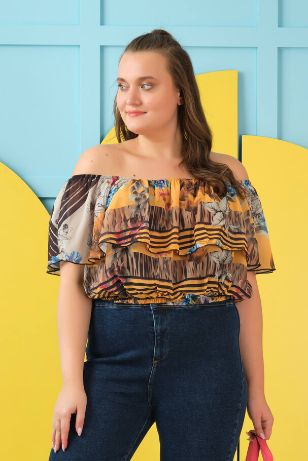 PRINTED CHIFFON CROP TOP