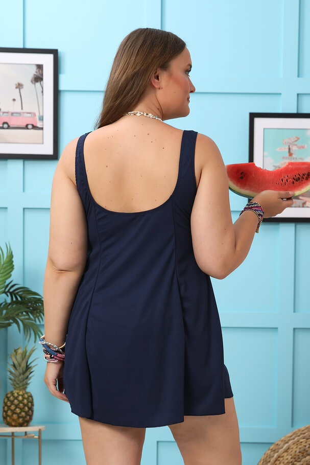 PRINTED DRESS SWIMSUIT WITH SHORTS INSIDE