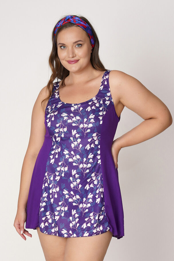 PRINTED DRESS SWIMSUIT WITH SHORTS INSIDE