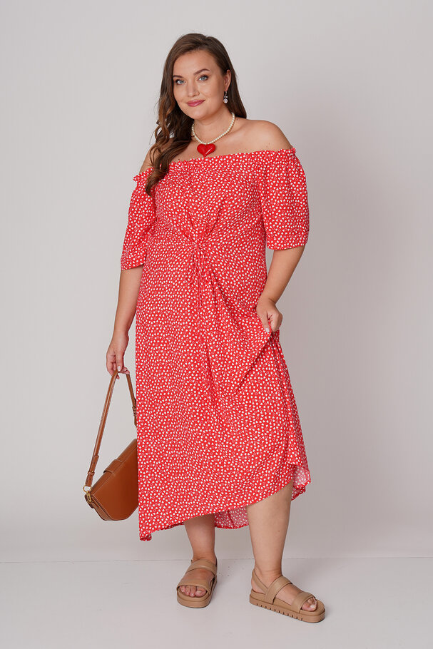 PRINTED OFF-THE-SHOULDER DRESS