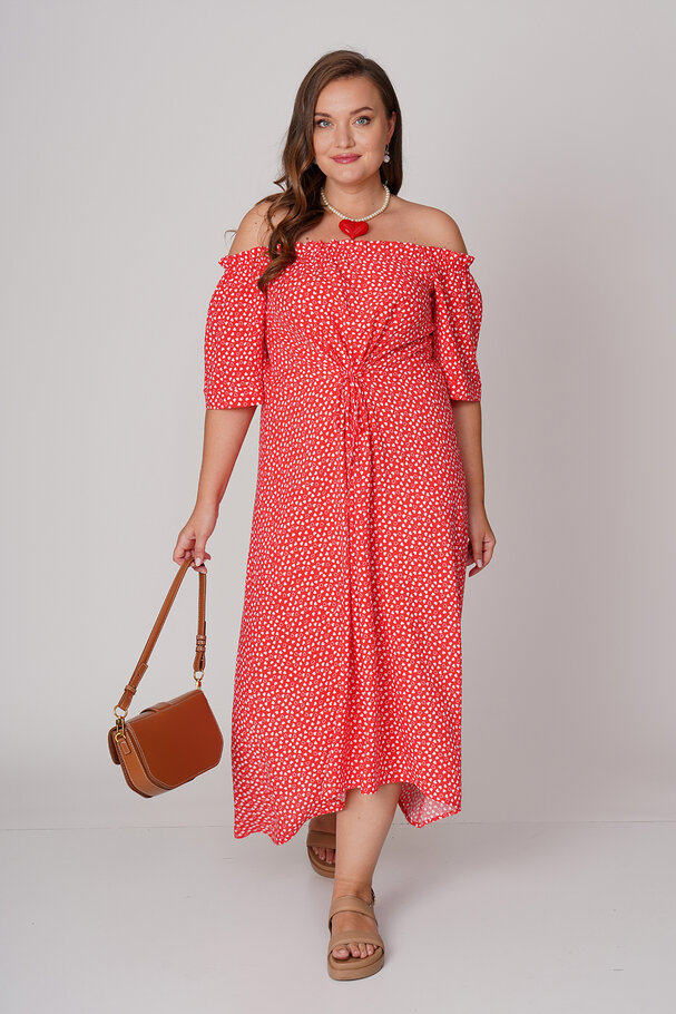 PRINTED OFF-THE-SHOULDER DRESS