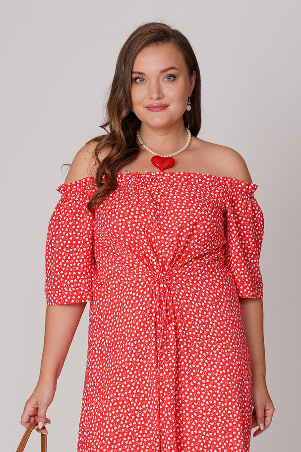 PRINTED OFF-THE-SHOULDER DRESS