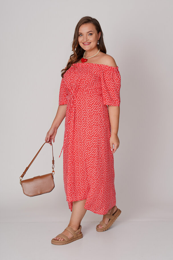 PRINTED OFF-THE-SHOULDER DRESS