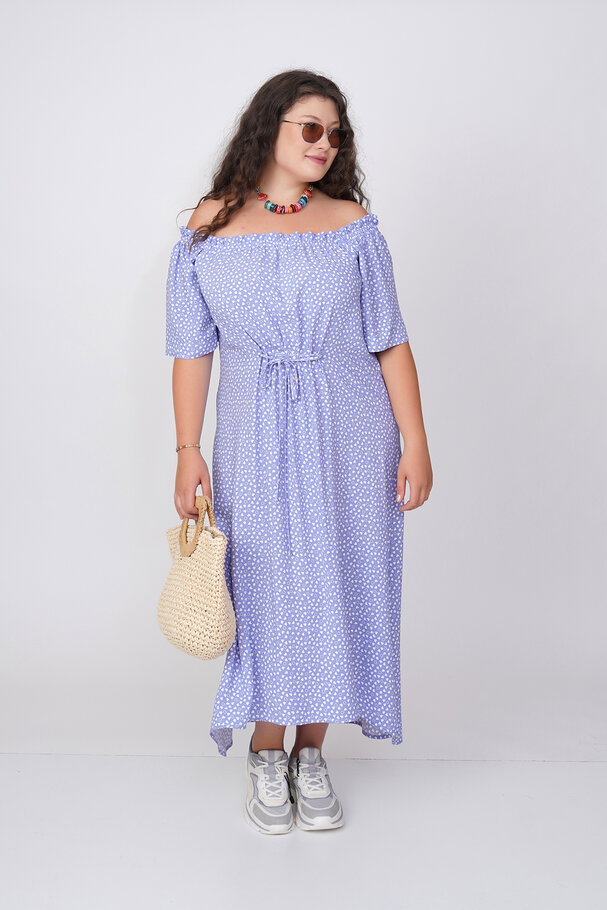 PRINTED OFF-THE-SHOULDER DRESS