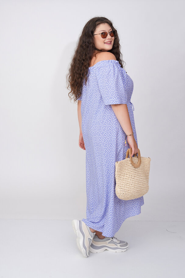 PRINTED OFF-THE-SHOULDER DRESS