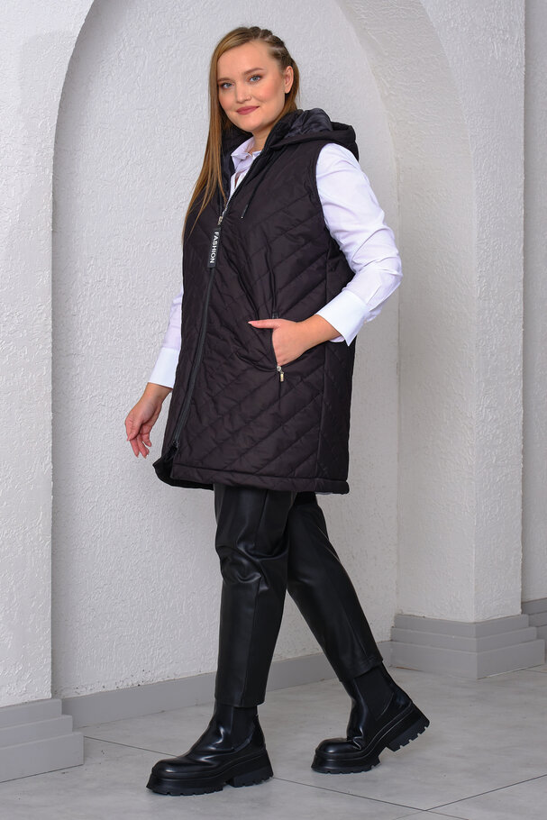 PUFFER GILET WITH HOOD